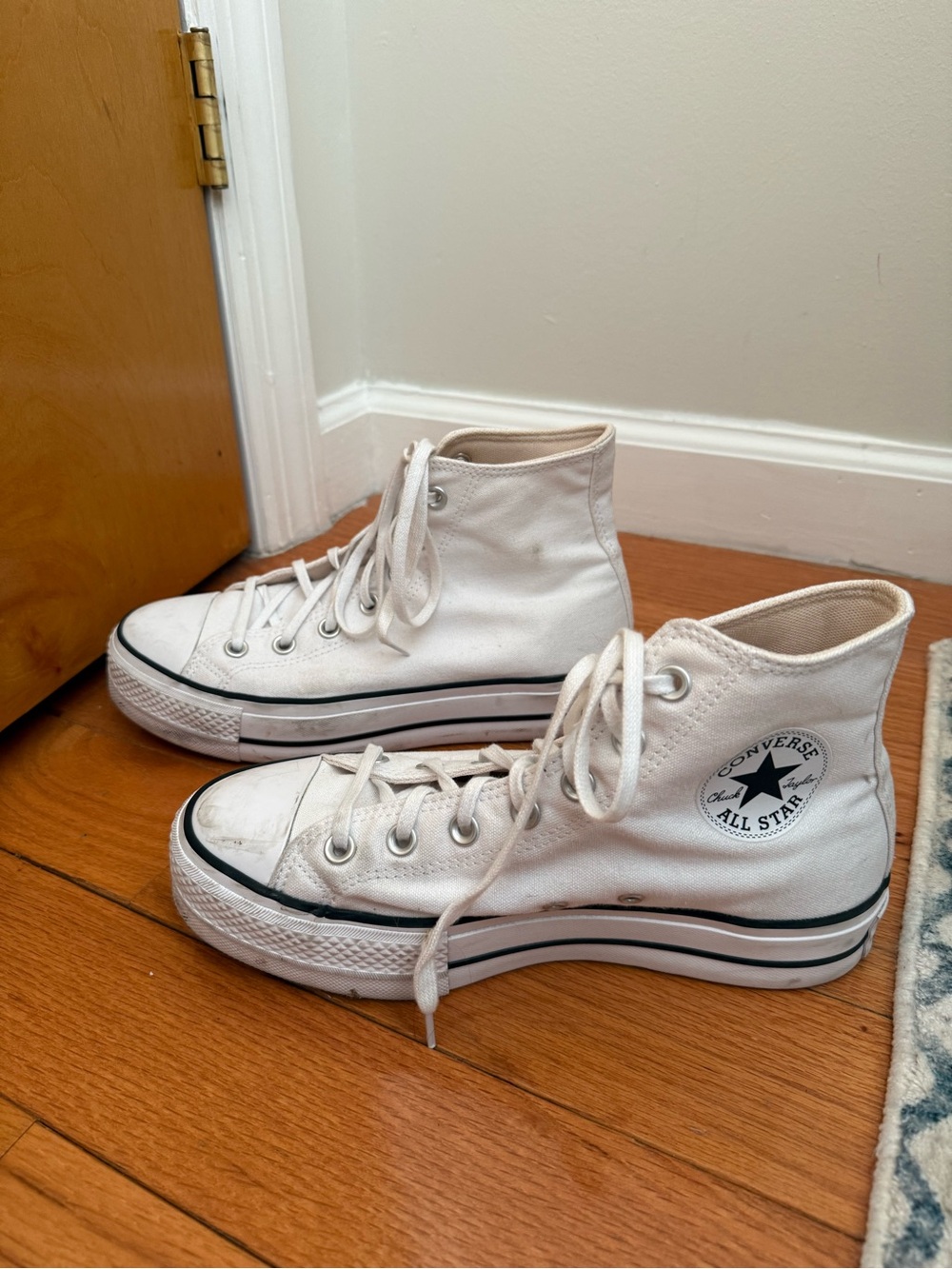High-Top White Platform Converse Sneakers - Picture 4 of 7